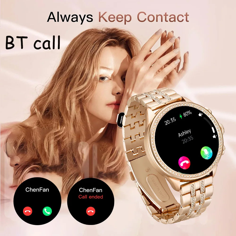 "1.28″ AMOLED Ladies Smartwatch – Always-On Display, Bluetooth Calling"