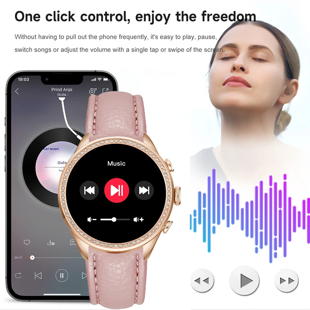 "1.28″ AMOLED Ladies Smartwatch – Always-On Display, Bluetooth Calling"