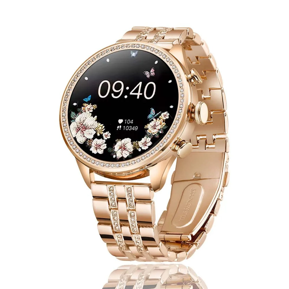 "1.28″ AMOLED Ladies Smartwatch – Always-On Display, Bluetooth Calling"