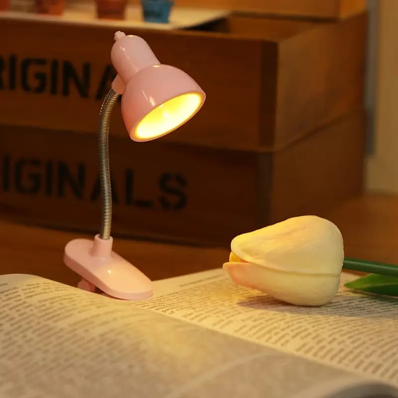 Actual Eye-Protecting Clip Book Light, LED Warm Light Night Reading Light, Adjustable Arm Reading (360) adjustable Light with Battery,mini book lamp, light for reading