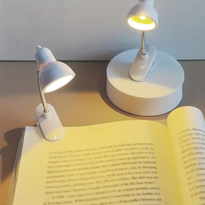 Actual Eye-Protecting Clip Book Light, LED Warm Light Night Reading Light, Adjustable Arm Reading (360) adjustable Light with Battery,mini book lamp, light for reading