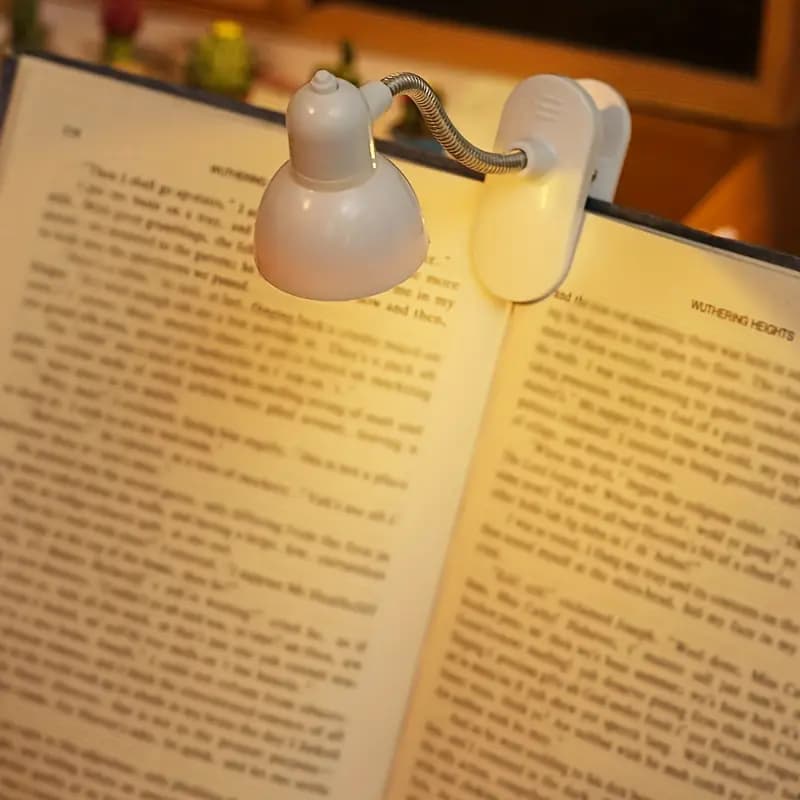 Actual Eye-Protecting Clip Book Light, LED Warm Light Night Reading Light, Adjustable Arm Reading (360) adjustable Light with Battery,mini book lamp, light for reading