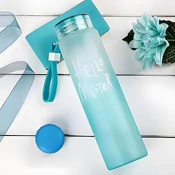 Hello Master Glass Water Bottle 500ml,Reusable Elegant Bottle