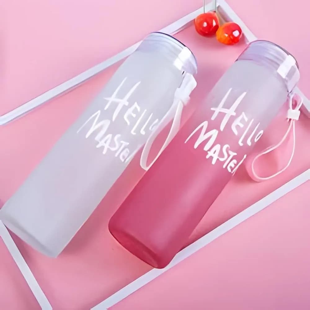 Hello Master Glass Water Bottle 500ml,Reusable Elegant Bottle