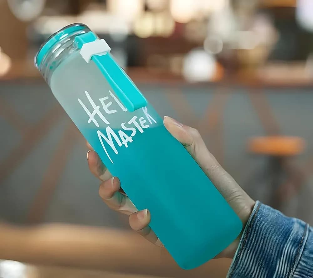 Hello Master Glass Water Bottle 500ml,Reusable Elegant Bottle