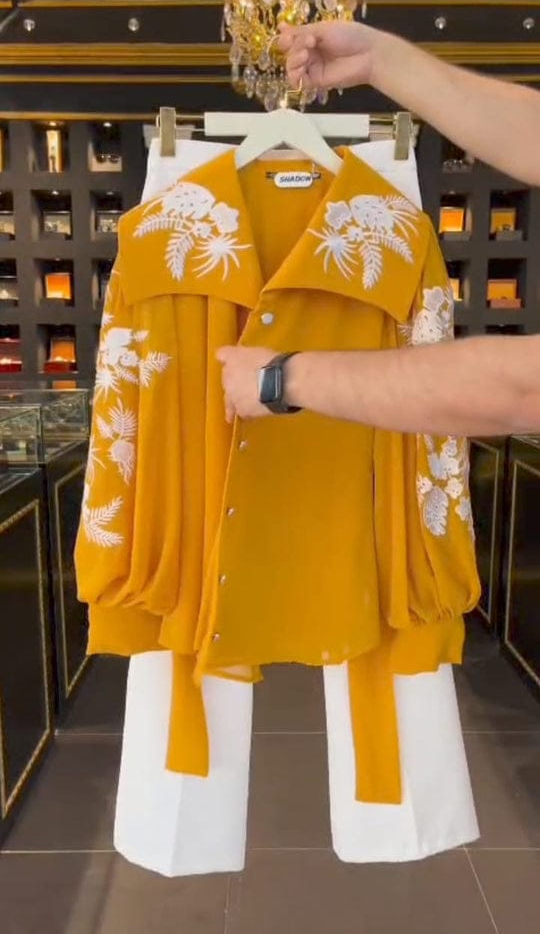 Women’s 3-piece Mustard Embroidered