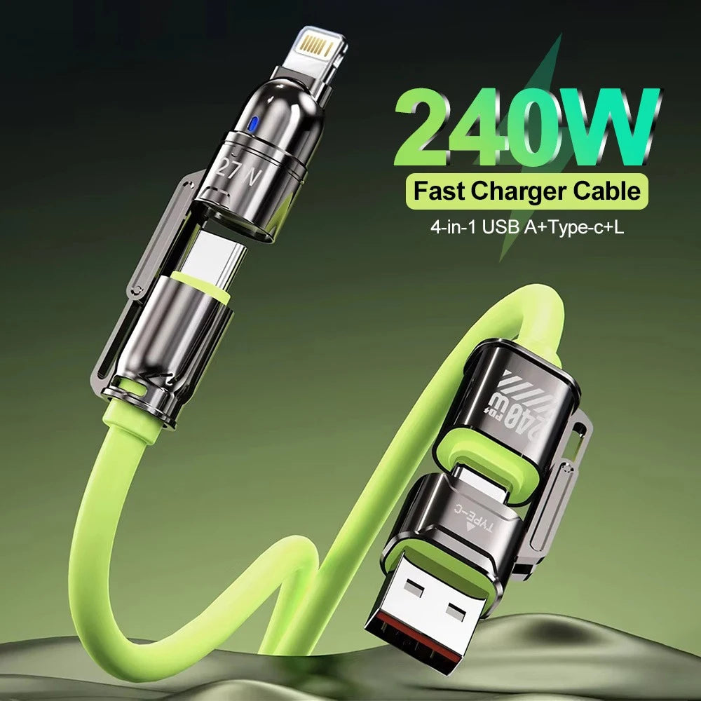 "4-in-1 240W Fast Charging & Data Cable for MacBook, Samsung