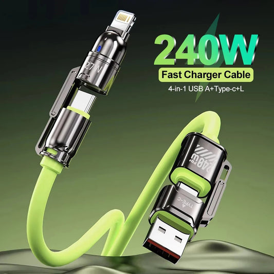 "4-in-1 240W Fast Charging & Data Cable for MacBook, Samsung