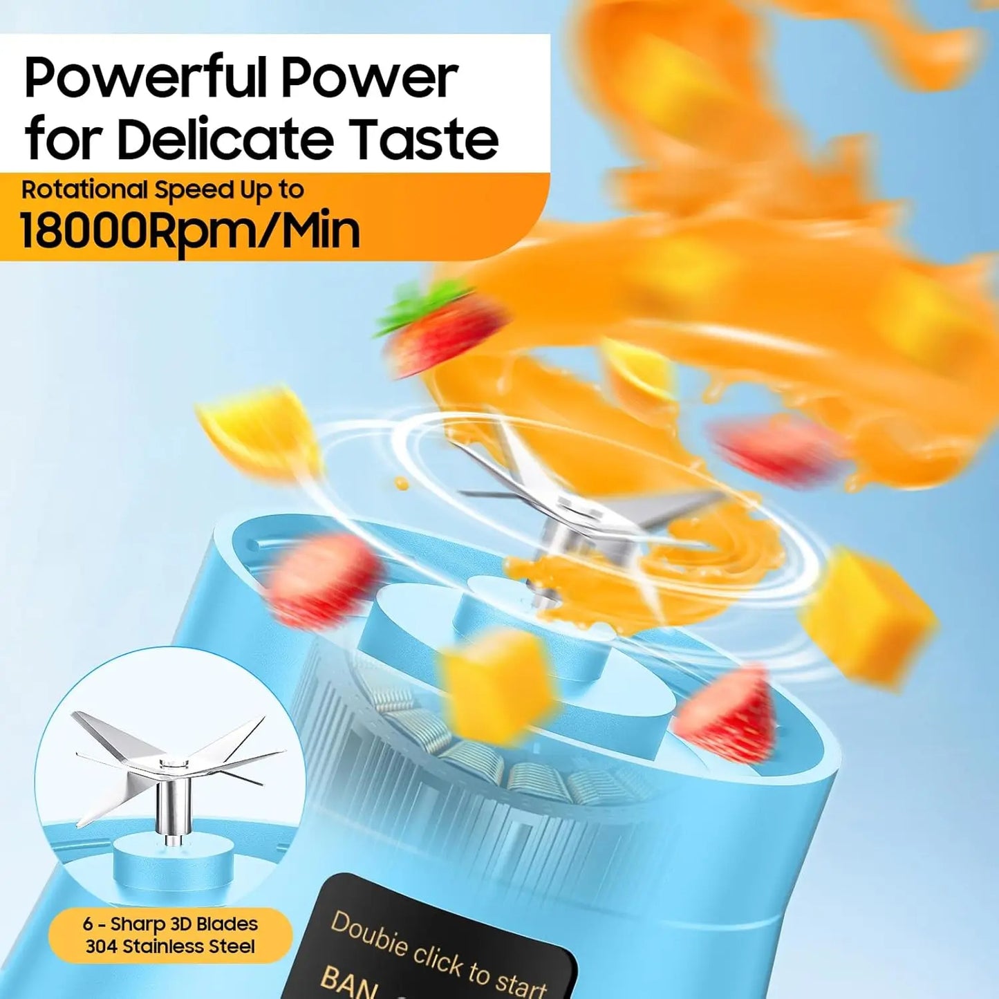 Portable Mini Blender, Cordless 380ml BPA-Free Cup