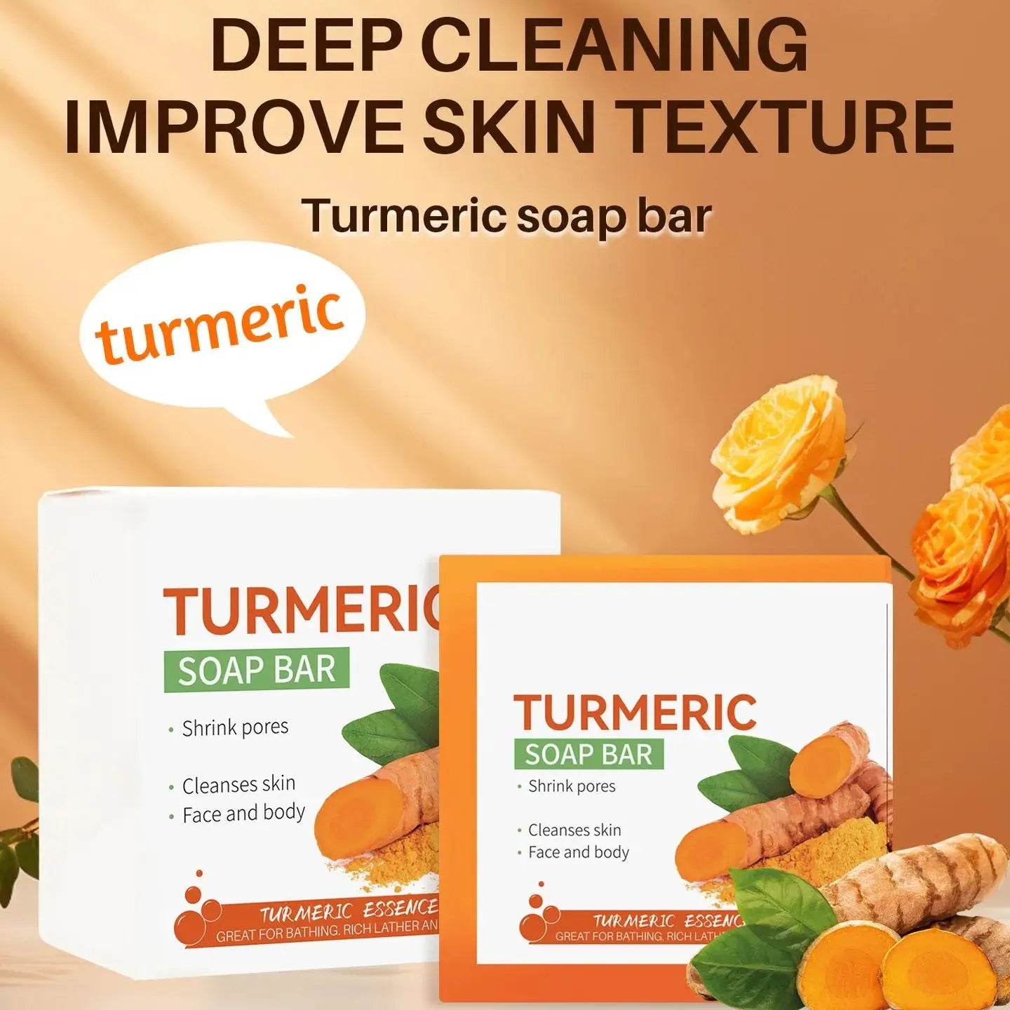 "Handmade Turmeric Brightening Soap – Gentle Skin & Body Cleanser"