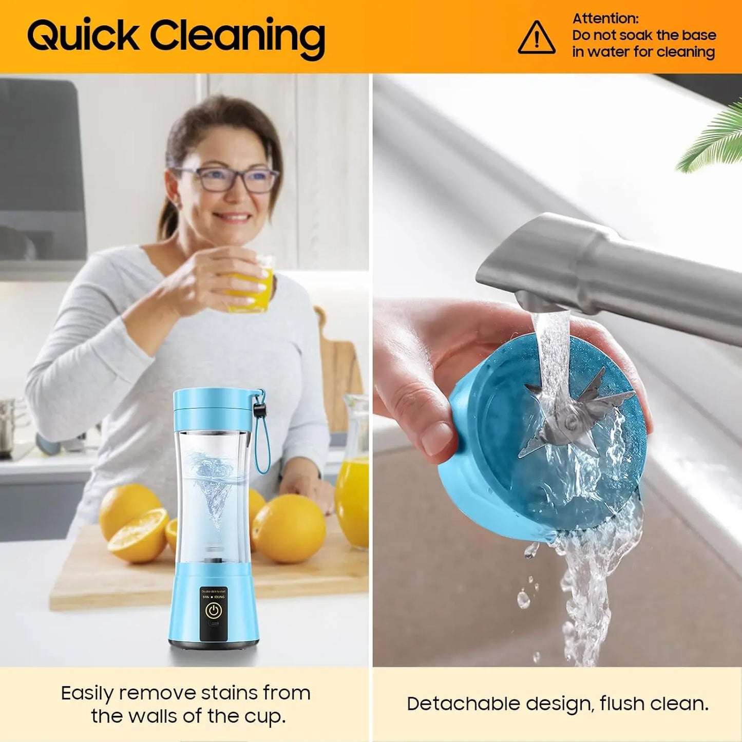 Portable Mini Blender, Cordless 380ml BPA-Free Cup