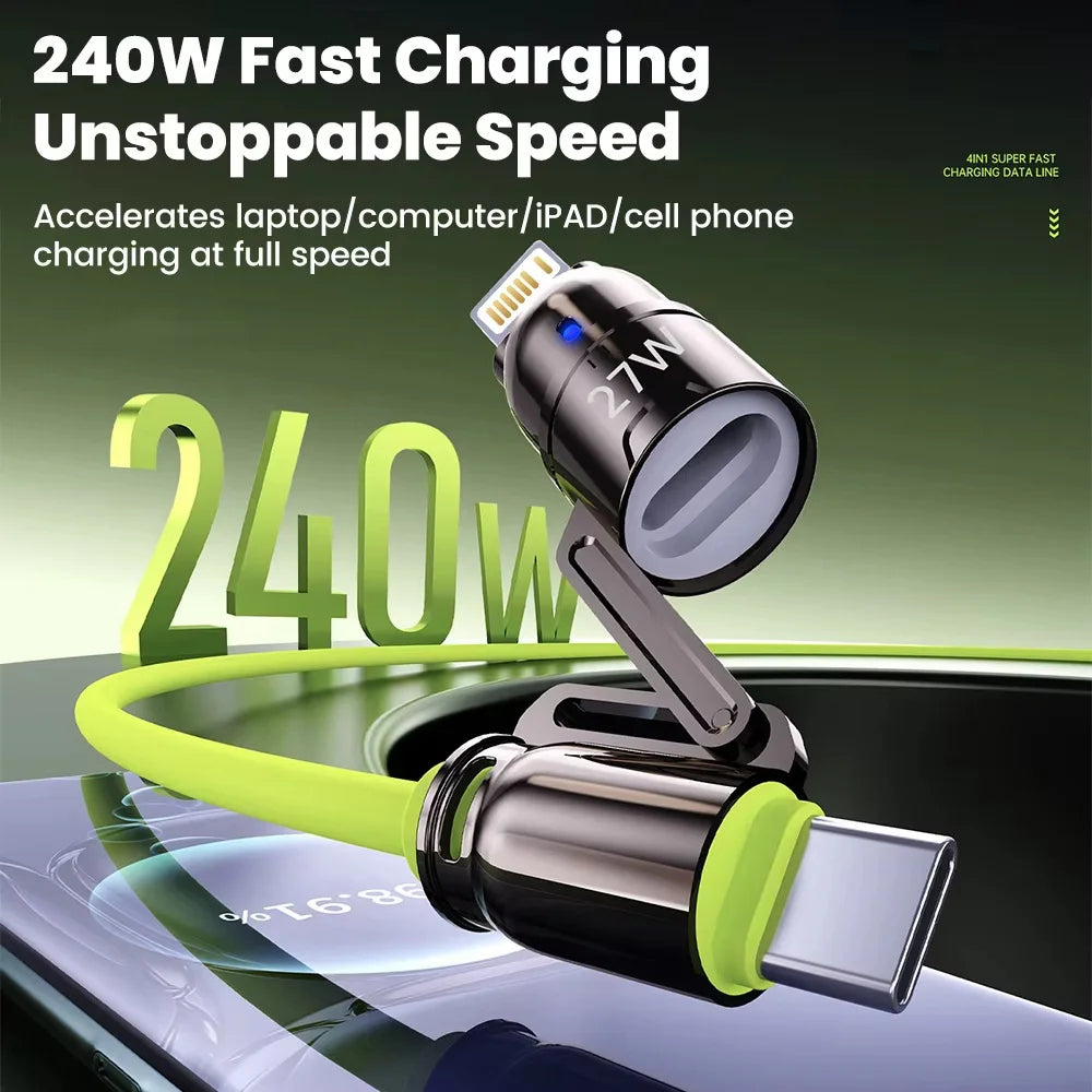 "4-in-1 240W Fast Charging & Data Cable for MacBook, Samsung