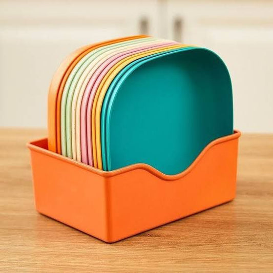 Pack Of 10 Square Plate Set (Heavy Quality Food Grade Material)