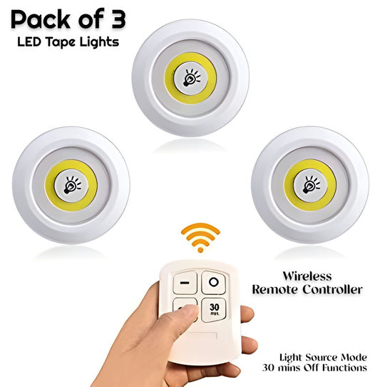 Pack of 3 - LED Tape Lights with Wireless Remote Controller